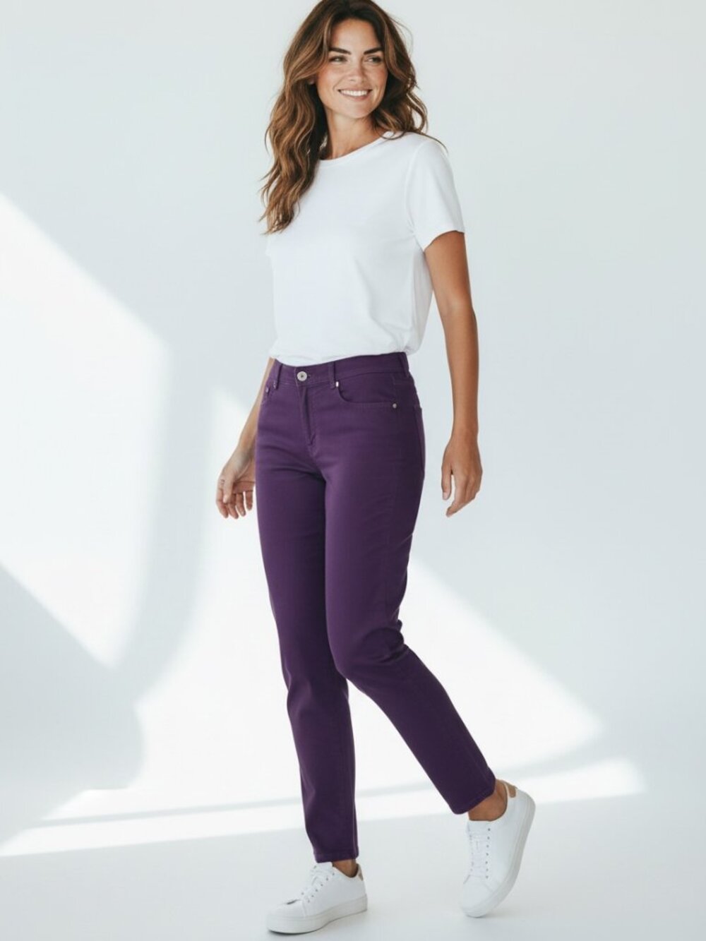 STYLE & CO, VIBRANT PURPLE PETITE TUMMY CONTROL SLIM LEG JEANS, SIZE 12P, NWT
